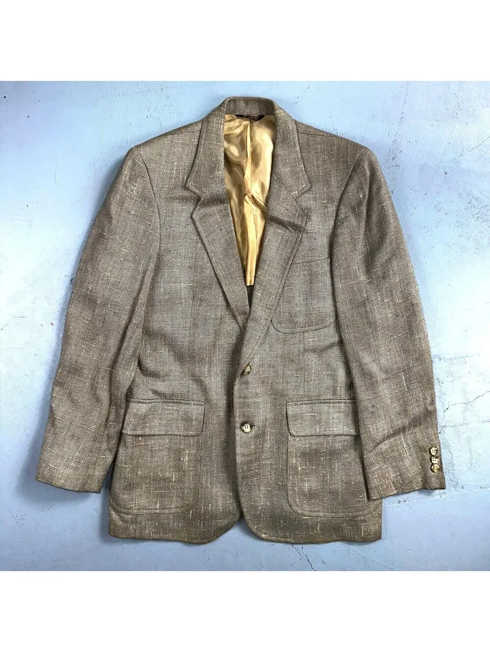 Vintage Blazer Bill Blass Mens 38 2 Button Wool Tweed Sport Suit Coat Gray 70s
